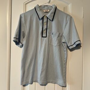 Original Penguin Sky Blue Polo Shirt with Navy Trim